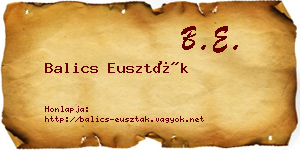 Balics Euszták névjegykártya